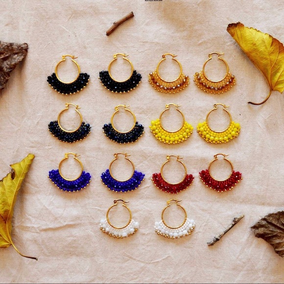 Boho Mexican Chaquira Beaded Hoop Earrings - Picture 5 of 6